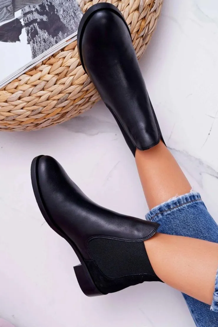 Maciejka Botki Maciejka|Brązowe I Beżowe Botki*Botki Damskie Skórzane Sztyblety Czarne 04359