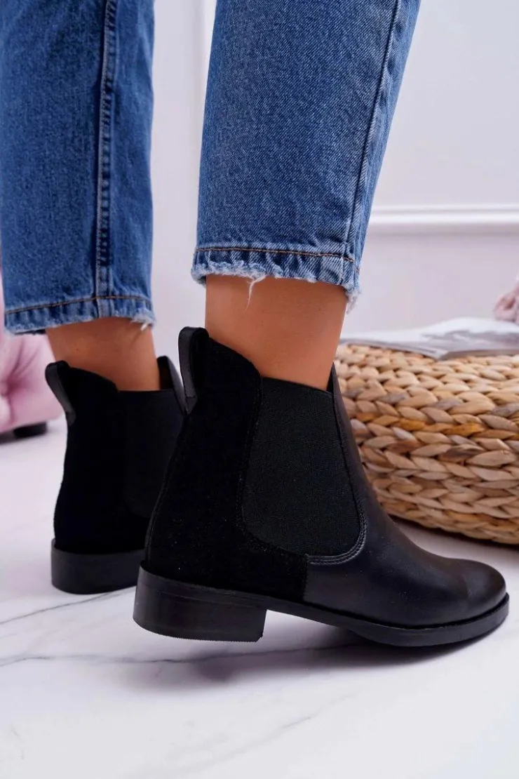 Maciejka Botki Maciejka|Brązowe I Beżowe Botki*Botki Damskie Skórzane Sztyblety Czarne 04359