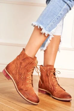 Damskie Maciejka Botki Damskie Skórzane Trzewiki Brązowe 04468-29