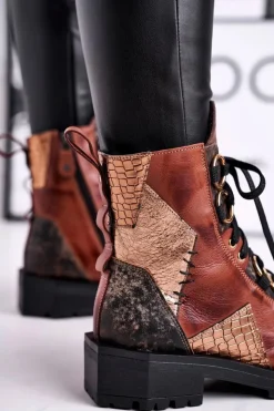 Best Maciejka Botki Damskie Skórzane Trzewiki Rude 04184-29/00-3