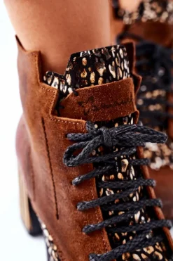 Damskie Maciejka Botki Damskie Skórzane Trzewiki Brązowe 03190-02