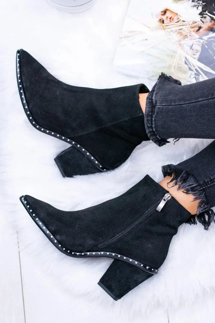 Boto Botki Na Słupku|Botki Zimowe Damskie*Botki Damskie Skórzane W Szpic Z Suwakiem Czarne Sonoma