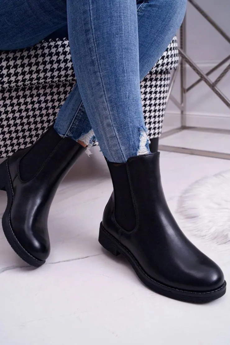 Boto Botki Na Obcasie|Czarne Botki*Botki Damskie Sztyblety Czarne 8BT35-1489
