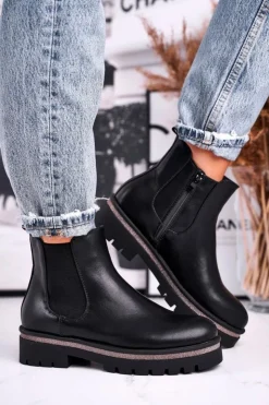 Boto Czarne Botki|Botki Zimowe Damskie*Botki damskie sztyblety czarne Stiletto