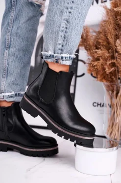 Boto Czarne Botki|Botki Zimowe Damskie*Botki damskie sztyblety czarne Stiletto