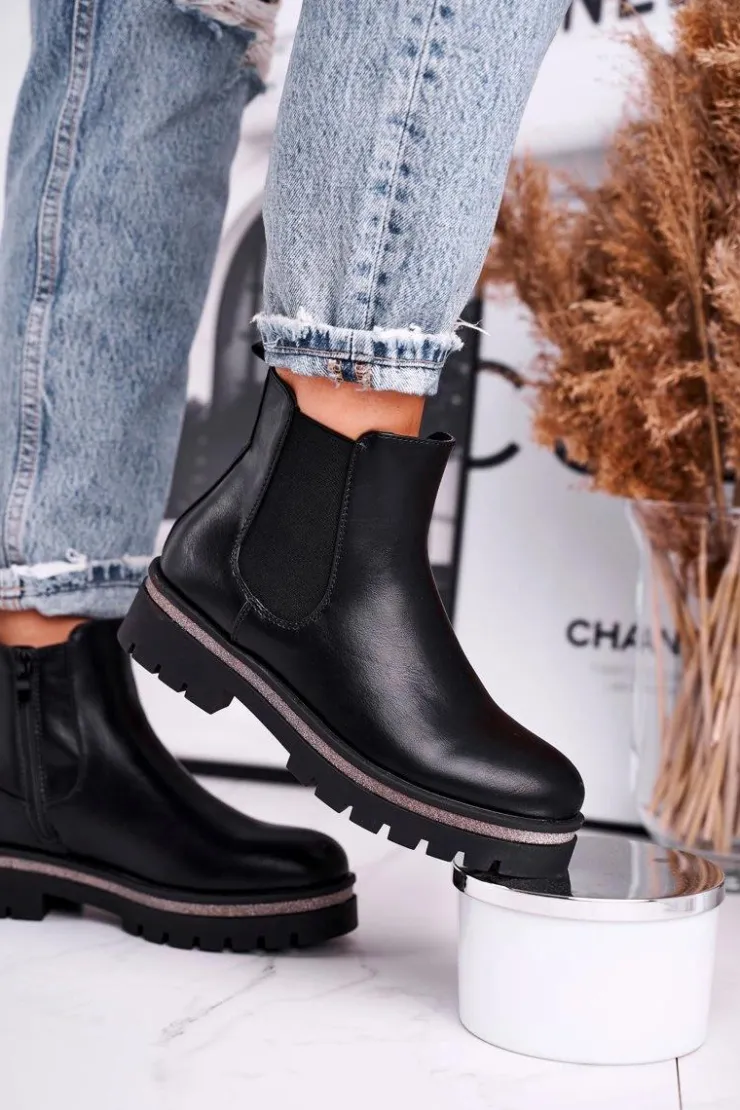 Boto Czarne Botki|Botki Zimowe Damskie*Botki damskie sztyblety czarne Stiletto