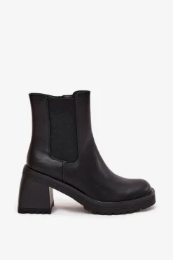 Boto Czarne Botki|Botki Na Obcasie*Botki Damskie Sztyblety Na Słupku Czarne Thalira