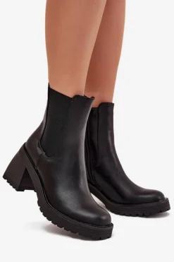 Boto Czarne Botki|Botki Na Obcasie*Botki Damskie Sztyblety Na Słupku Czarne Thalira