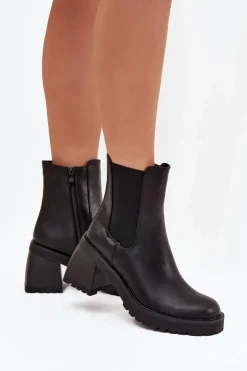 Boto Czarne Botki|Botki Na Obcasie*Botki Damskie Sztyblety Na Słupku Czarne Thalira