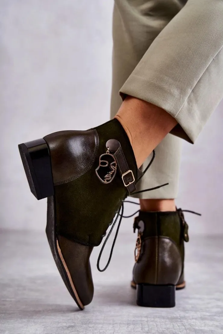 Discount Damskie buty S.Barski Botki Damskie Trapery Białe Kognito