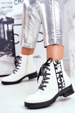 Clearance Buty damskie Vinceza Botki Damskie Trapery Białe Verso