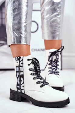 Clearance Buty damskie Vinceza Botki Damskie Trapery Białe Verso