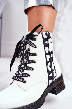 Clearance Buty damskie Vinceza Botki Damskie Trapery Białe Verso