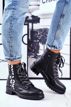 Damskie Buty damskie Vinceza Botki Damskie Trapery Czarne Verso