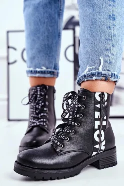 Damskie Buty damskie Vinceza Botki Damskie Trapery Czarne Verso