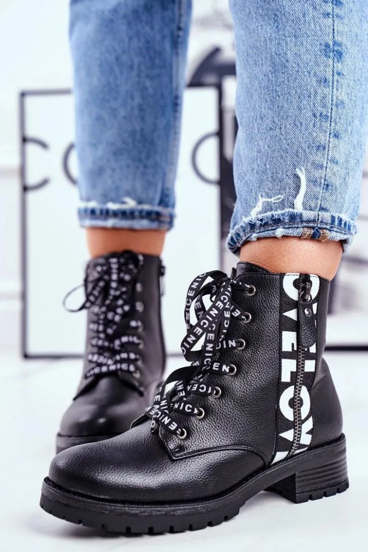 Damskie Buty damskie Vinceza Botki Damskie Trapery Czarne Verso