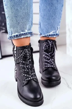 Damskie Buty damskie Vinceza Botki Damskie Trapery Czarne Verso