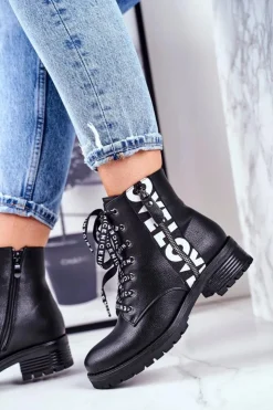 Damskie Buty damskie Vinceza Botki Damskie Trapery Czarne Verso