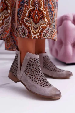 Best Boto Botki Damskie Wiosenne Kowbojki Szare 2366 Draw