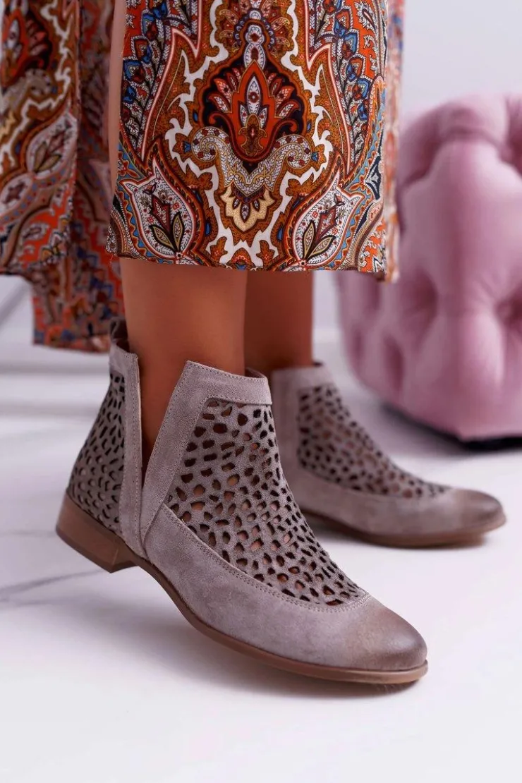 Best Boto Botki Damskie Wiosenne Kowbojki Szare 2366 Draw