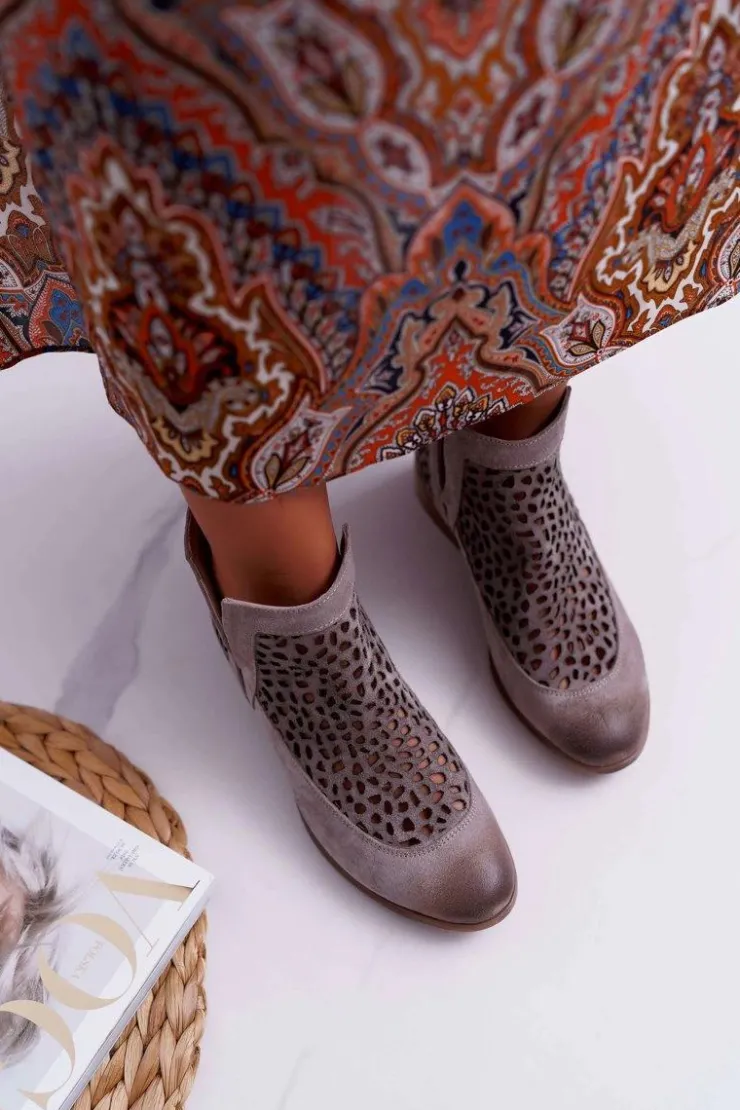 Best Boto Botki Damskie Wiosenne Kowbojki Szare 2366 Draw