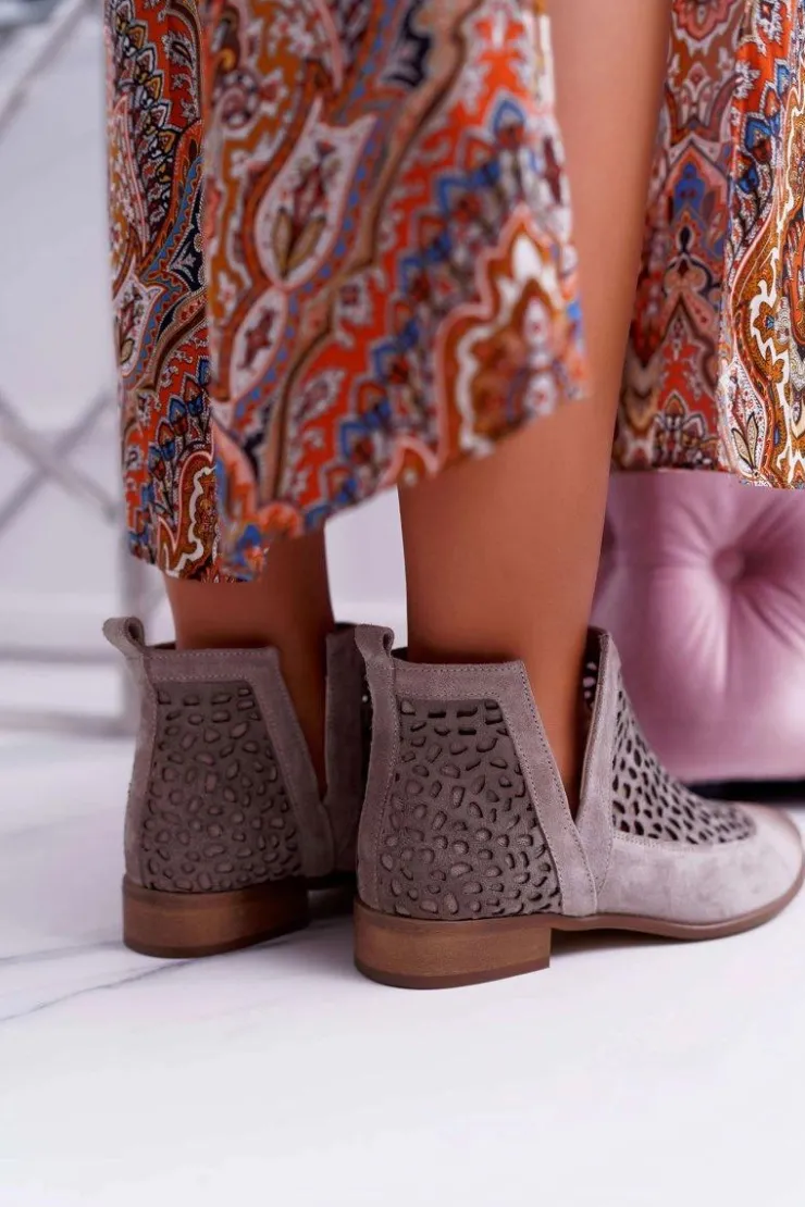 Best Boto Botki Damskie Wiosenne Kowbojki Szare 2366 Draw