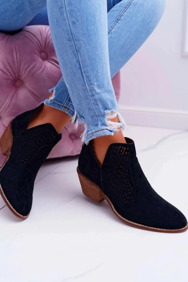 Boto Botki Wiosenne|Botki Na Obcasie*Botki Damskie Wiosenne Kowbojki Czarne Matty