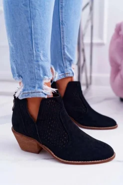 Boto Botki Wiosenne|Botki Na Obcasie*Botki Damskie Wiosenne Kowbojki Czarne Matty