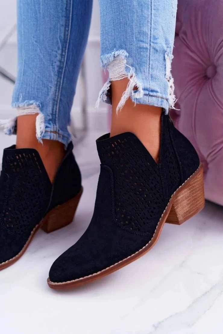 Boto Botki Wiosenne|Botki Na Obcasie*Botki Damskie Wiosenne Kowbojki Czarne Matty