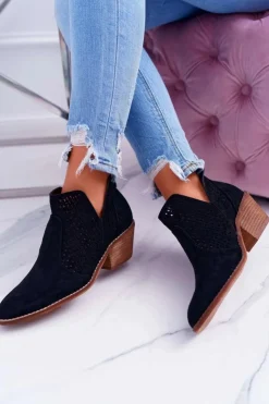 Boto Botki Wiosenne|Botki Na Obcasie*Botki Damskie Wiosenne Kowbojki Czarne Matty