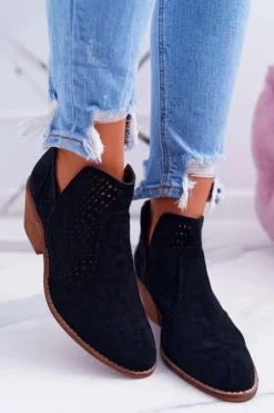 Boto Botki Wiosenne|Botki Na Obcasie*Botki Damskie Wiosenne Kowbojki Czarne Matty