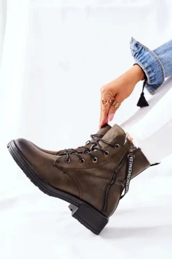 Damskie Buty damskie Vinceza Botki Damskie Workery Brązowe Goorey