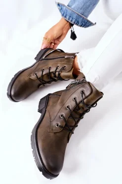 Damskie Buty damskie Vinceza Botki Damskie Workery Brązowe Goorey