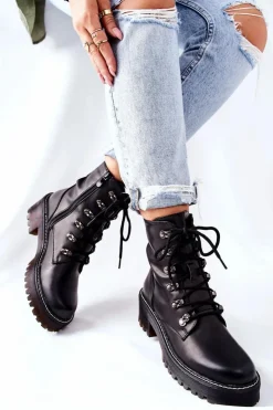 Damskie Boto Botki Damskie Workery Czarne Magris