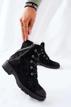 Discount Buty damskie Vinceza Botki Damskie Workery Czarne Goorey