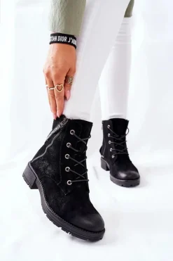 Discount Buty damskie Vinceza Botki Damskie Workery Czarne Goorey