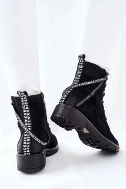 Discount Buty damskie Vinceza Botki Damskie Workery Czarne Goorey