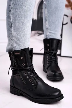 Damskie Evento Botki Damskie Workery Czarne Perfecto