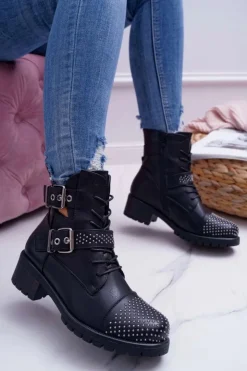 Boto Botki Zimowe Damskie|Botki Workery*Botki Damskie Workery Czarne Aveley