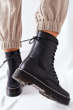 Online Damskie buty S.Barski Botki Damskie Workery Czarne Corydon