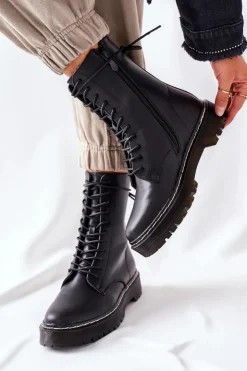 Online Damskie buty S.Barski Botki Damskie Workery Czarne Corydon