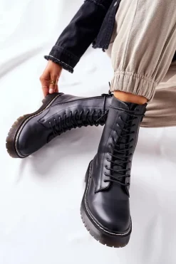 Online Damskie buty S.Barski Botki Damskie Workery Czarne Corydon