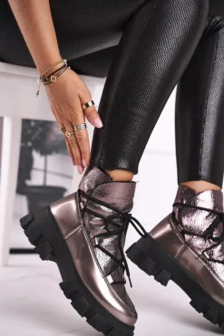 Damskie Boto Botki Damskie Wsuwane Rochelle Srebrne