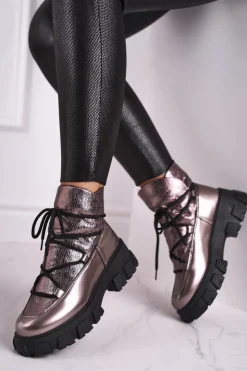 Damskie Boto Botki Damskie Wsuwane Rochelle Srebrne