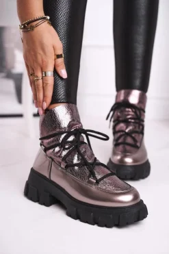 Damskie Boto Botki Damskie Wsuwane Rochelle Srebrne