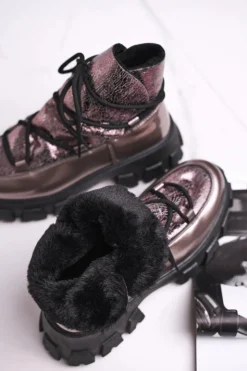 Damskie Boto Botki Damskie Wsuwane Rochelle Srebrne