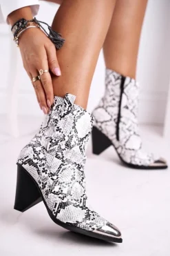 Damskie Boto Botki Damskie Wysokie Stalowy Nosek Snake Eternally