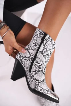 Damskie Boto Botki Damskie Wysokie Stalowy Nosek Snake Eternally