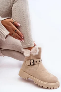 Buty damskie Vinceza Damskie Trapery|Botki Zimowe Damskie*Botki Damskie Z Futerkiem Na Suwak Beżowe Morcos