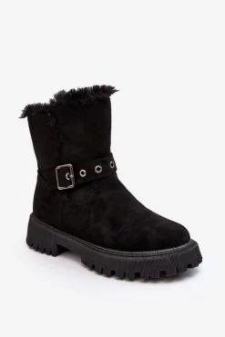 Damskie Buty damskie Vinceza Botki Damskie Z Futerkiem Na Suwak Czarne Morcos